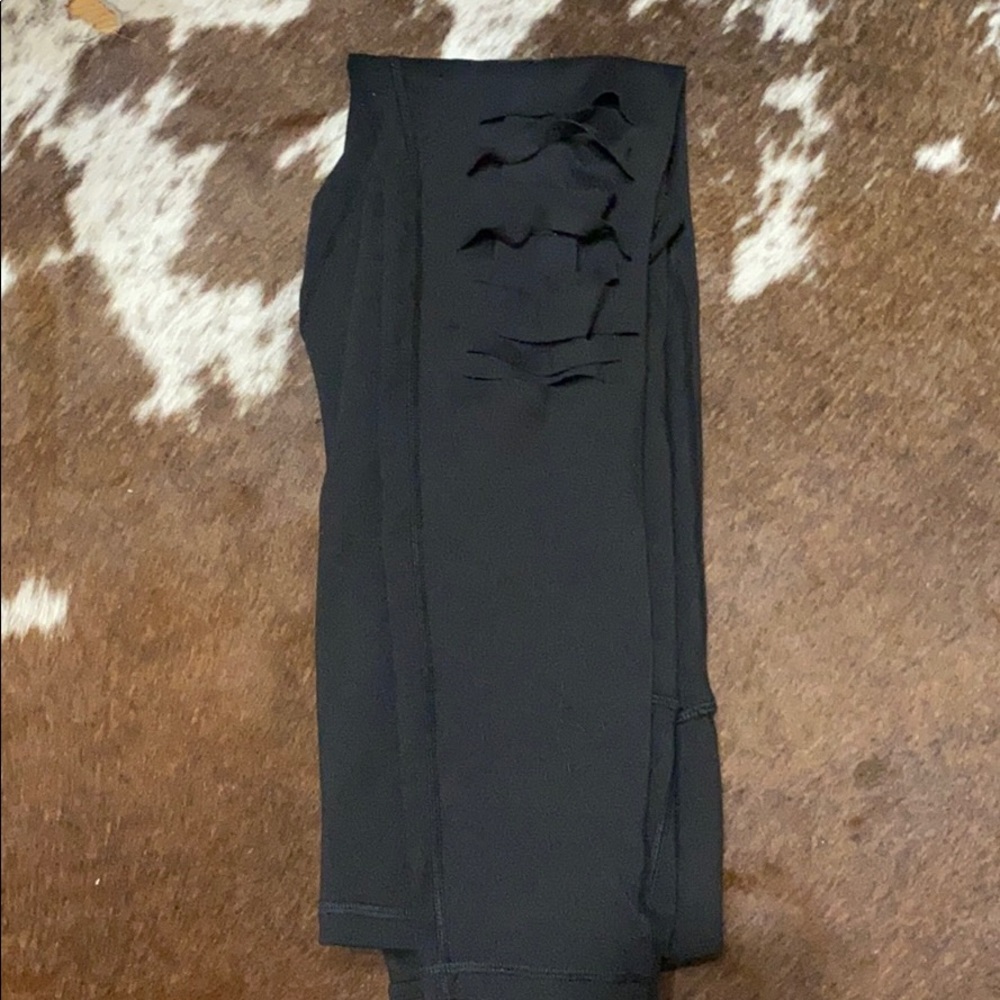 Distressed athletic leggings